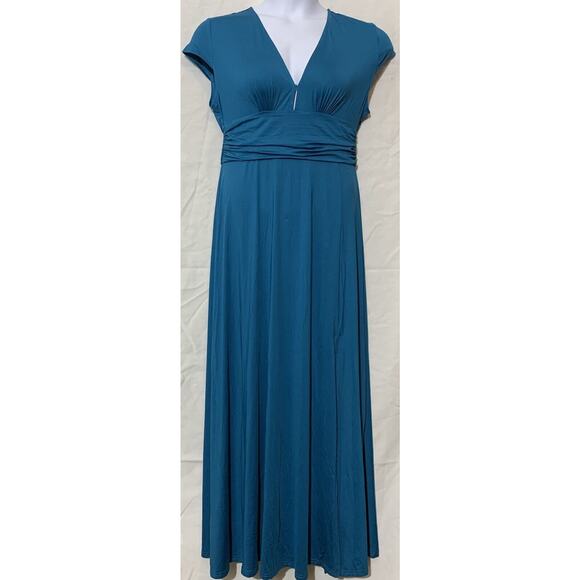 Anrabess Teal Blue Maxi Dress Womens L Short Sleeve - Picture 1 of 8